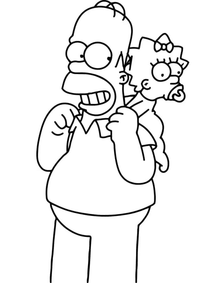 Coloriage Homer et Maggie