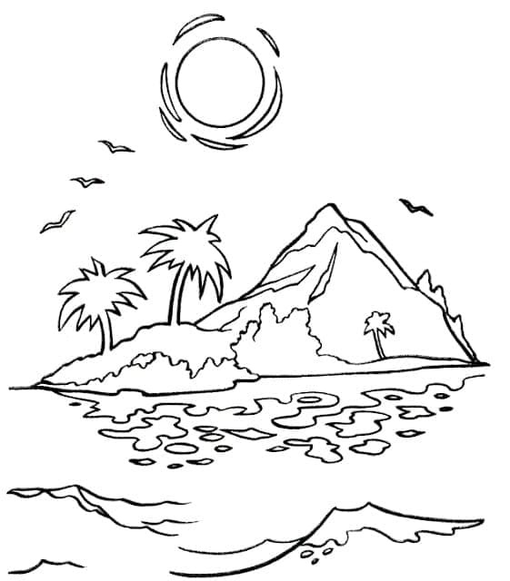 Île Tropicale coloring page