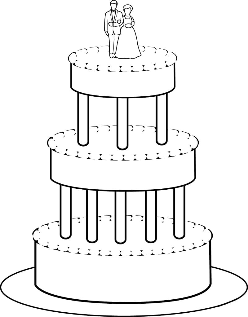 Coloriage Image de Gâteau de Mariage