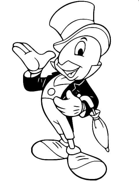 Coloriage Jiminy Cricket de Disney Pinocchio