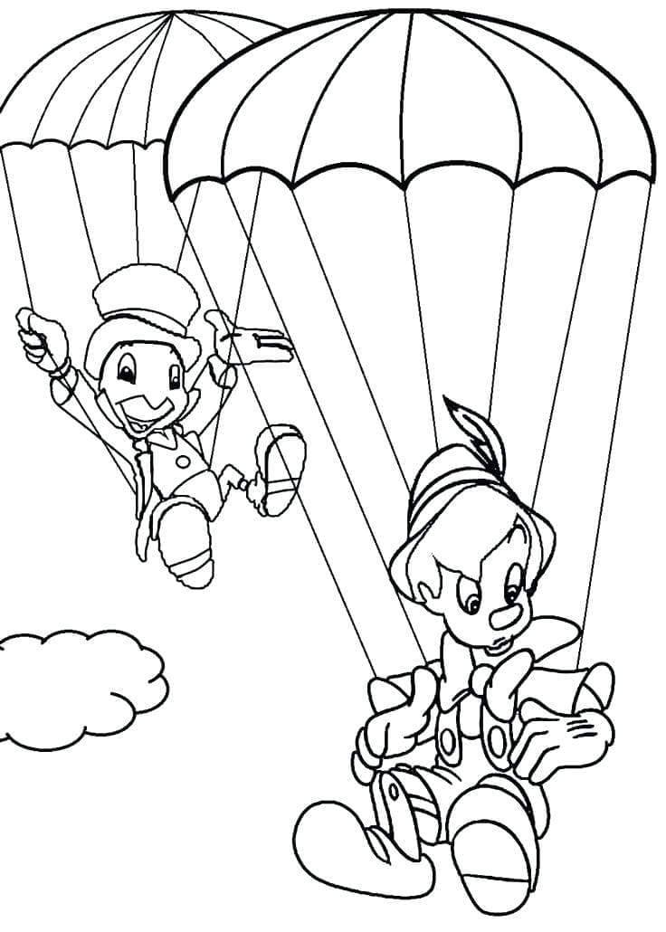 Coloriage Jiminy Cricket et Pinocchio