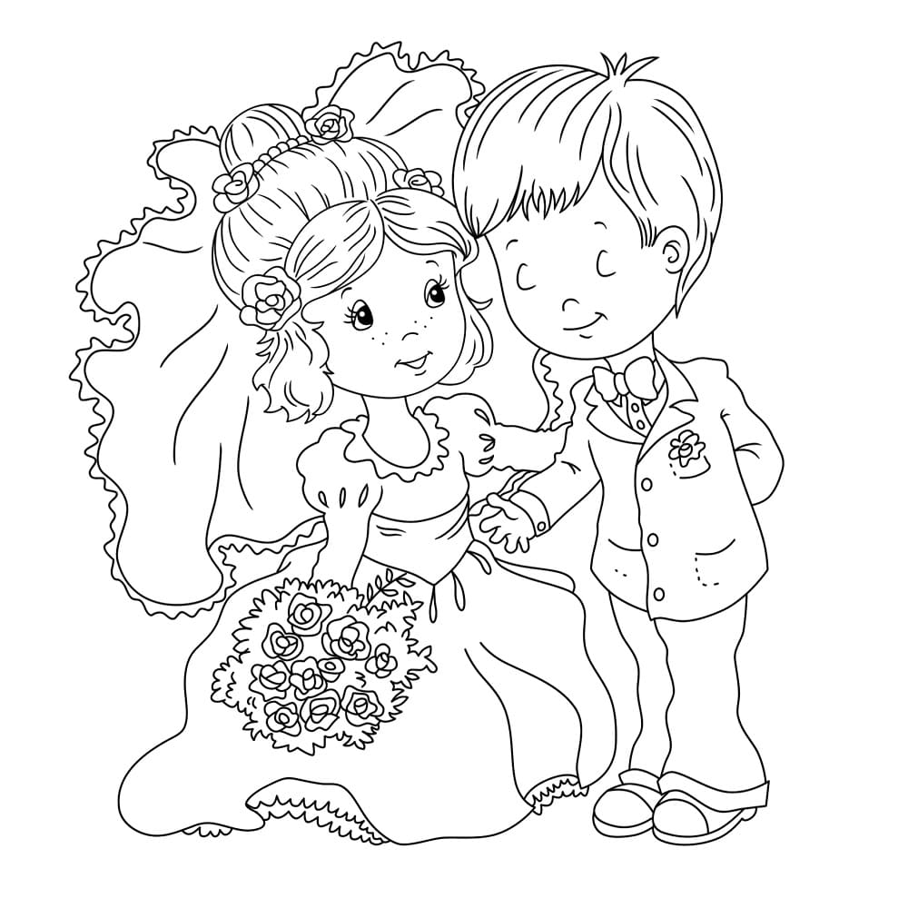 Joli Couple de Mariés coloring page