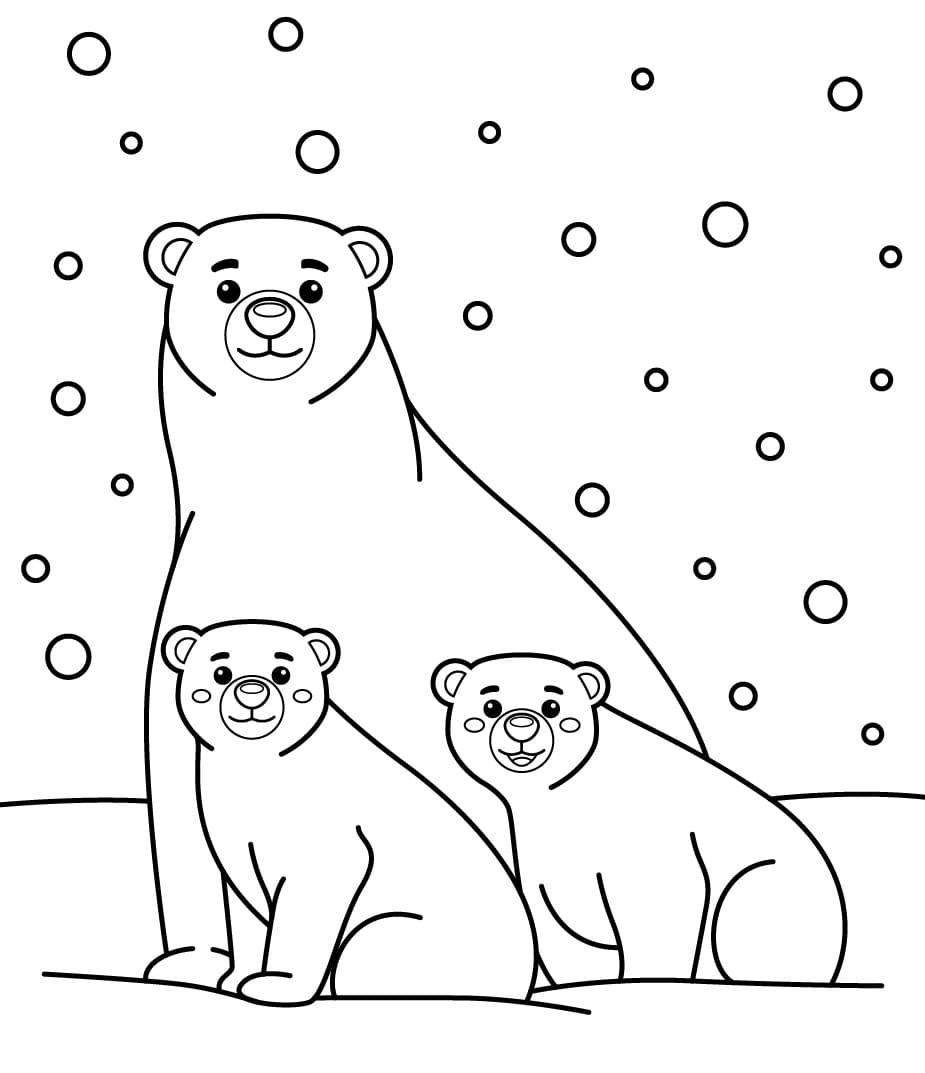 Jolie Famille d’Ours Polaires coloring page