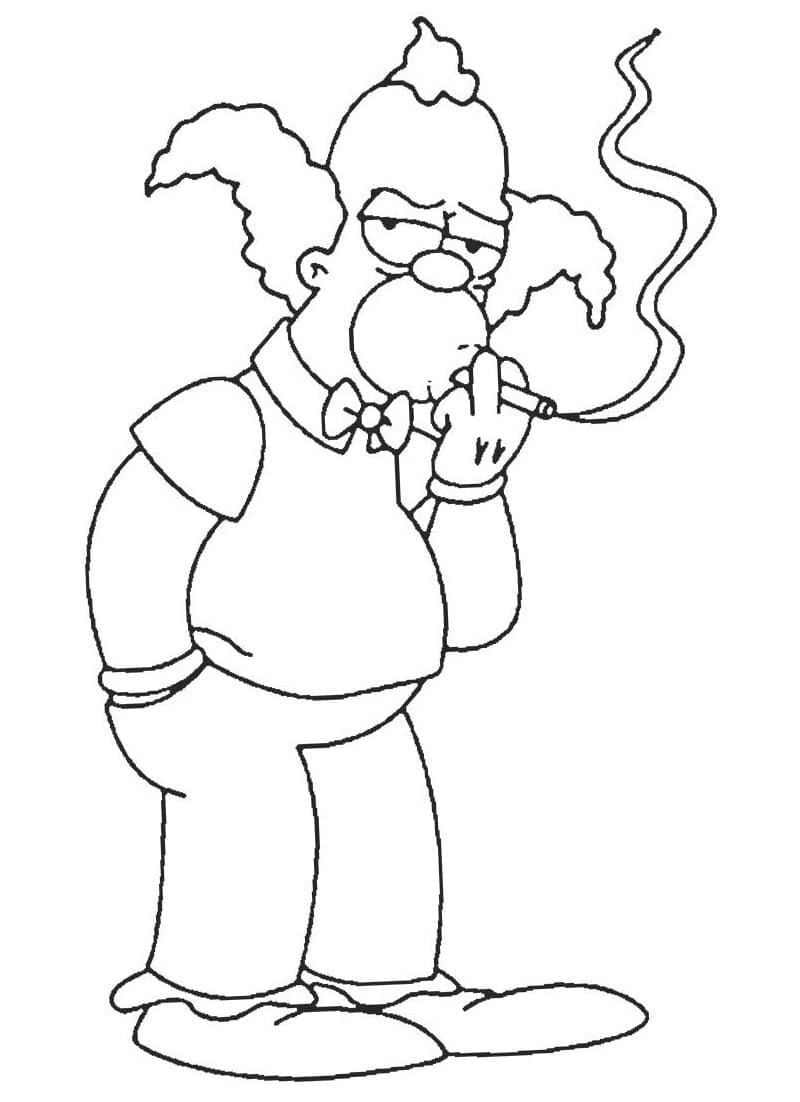 Coloriage Krusty le clown de Simpson