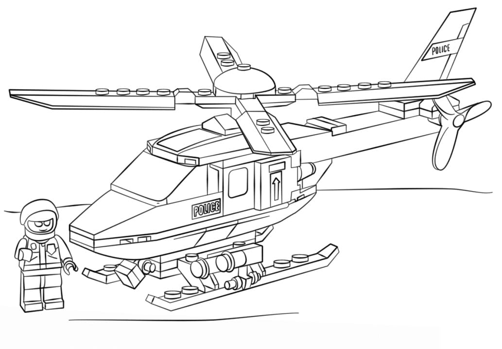 Coloriage Lego City Hélicoptère