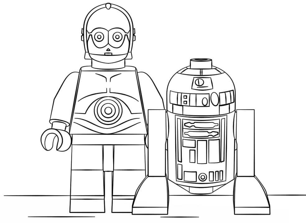 Coloriage Lego Star Wars R2D2 et C3PO