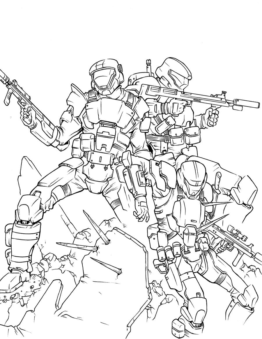 Coloriage L'équipe Halo