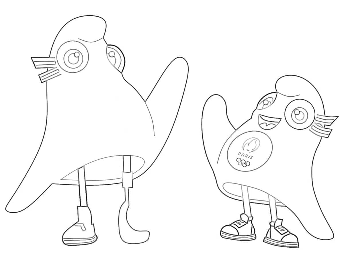 Les Mascottes de Jeux Olympiques 2024 coloring page