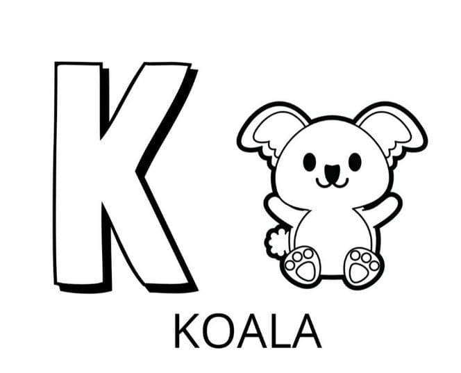 Lettre K – Koala coloring page