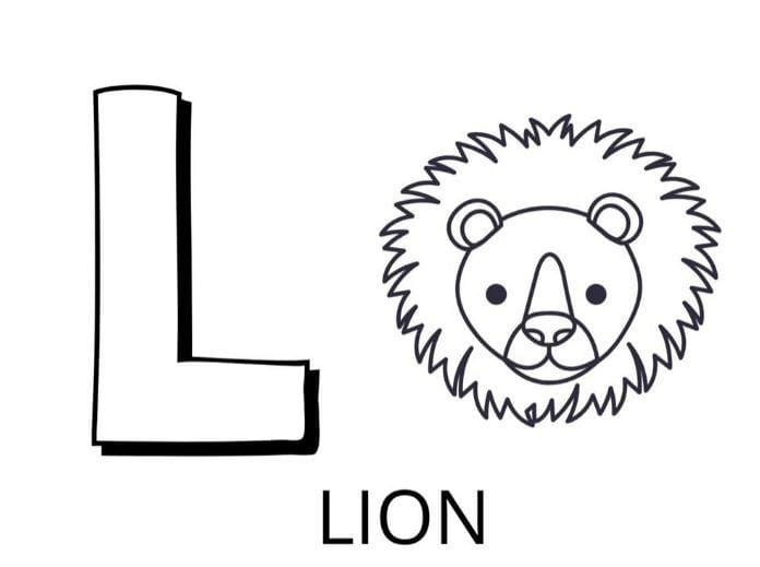 Lettre L – Lion coloring page