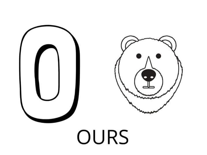 Lettre O – Ours coloring page