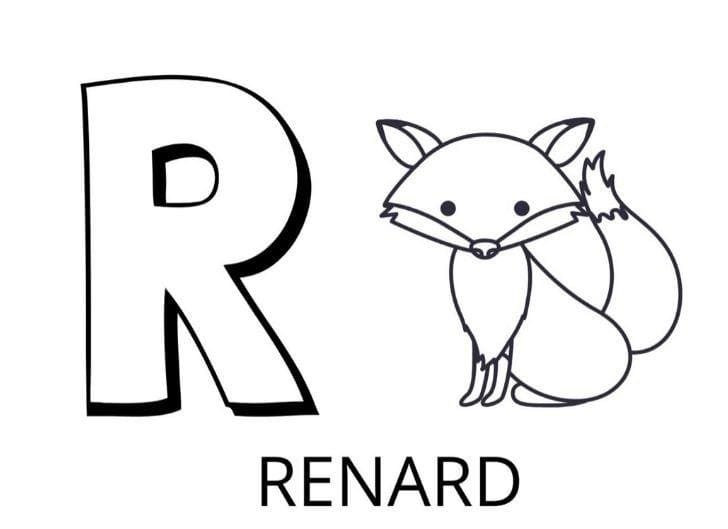 Lettre R – Renard coloring page