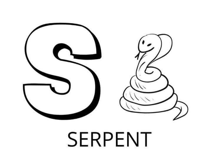 Coloriage Lettre S - Serpent