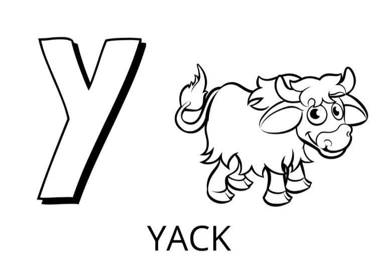 Lettre Y – Yack coloring page