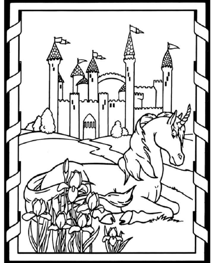 Licorne du Moyen Âge coloring page