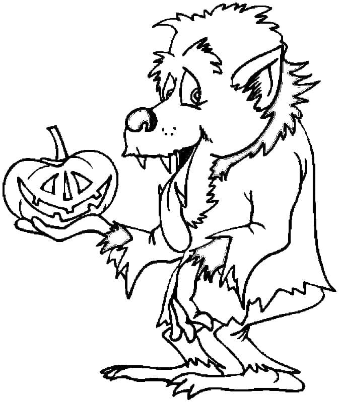 Coloriage Loup-garou d'Halloween