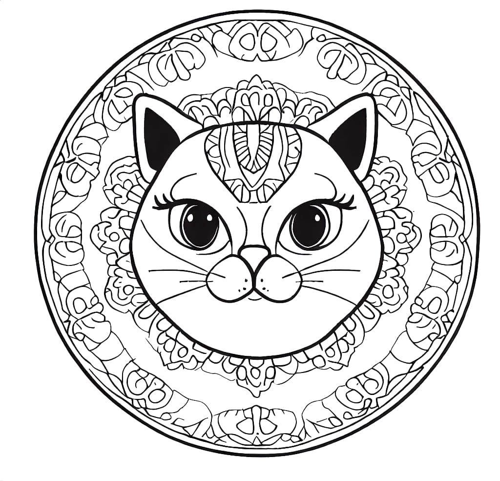 Coloriage Mandala avec un Chat