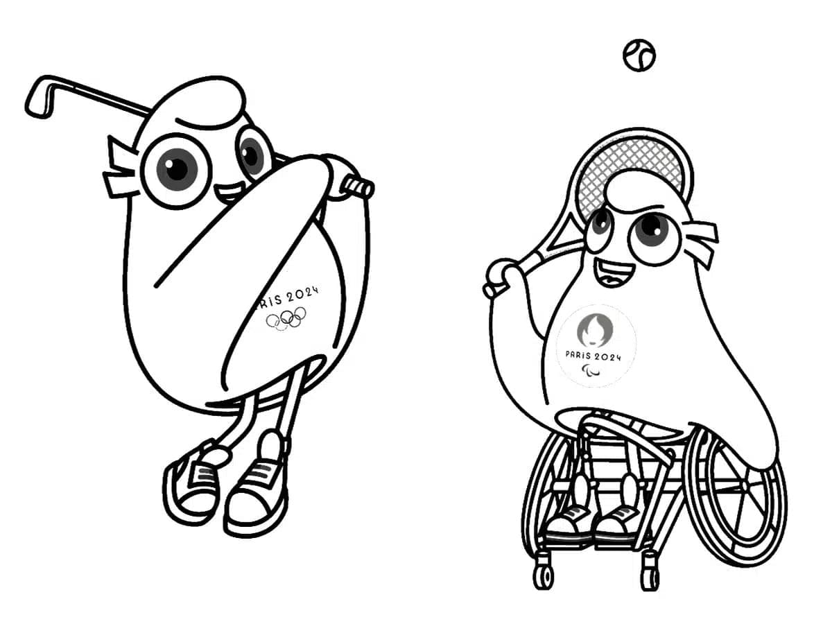 Mascottes de Jeux Olympiques 2024 coloring page