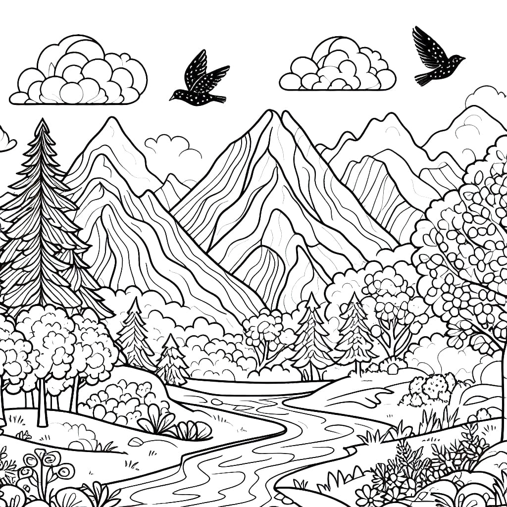Montagnes Pour Adultes coloring page