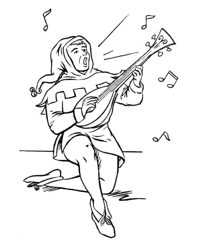 Musicien du Moyen Âge coloring page