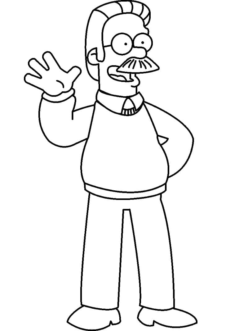 Coloriage Ned Flanders de Simpson