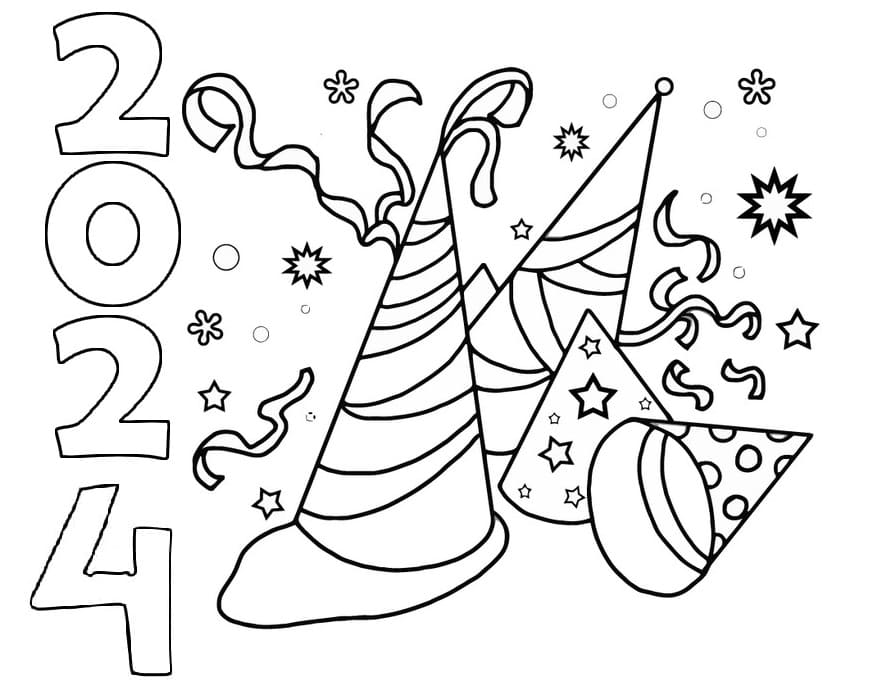 Nouvel An 2024 coloring page