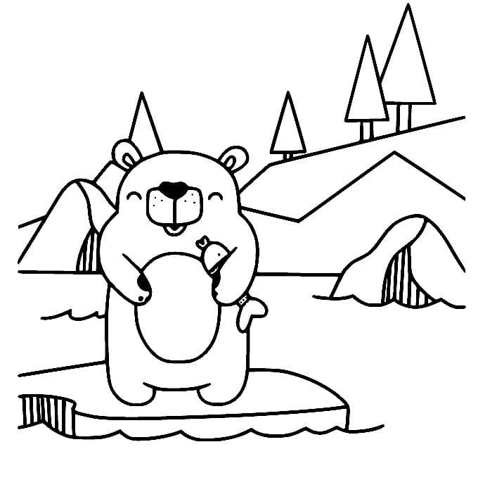 Ours Polaire Mignon coloring page