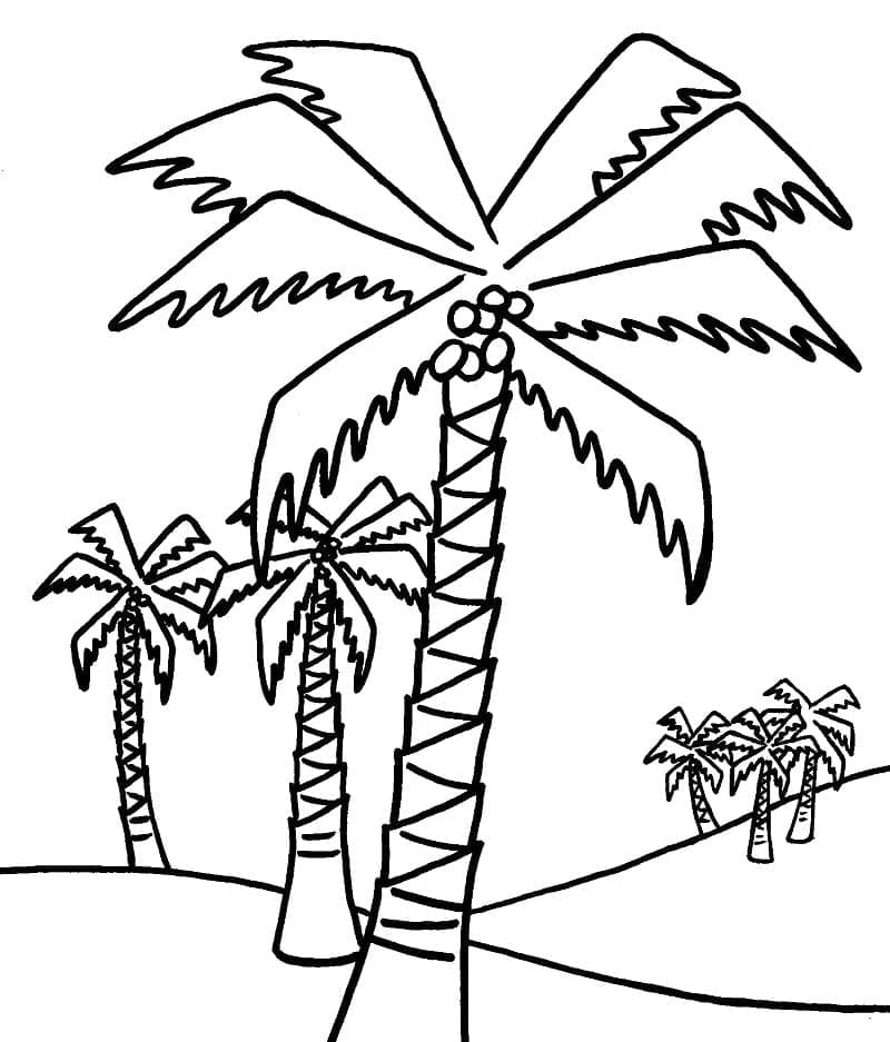 Coloriage Palmiers sur l'île