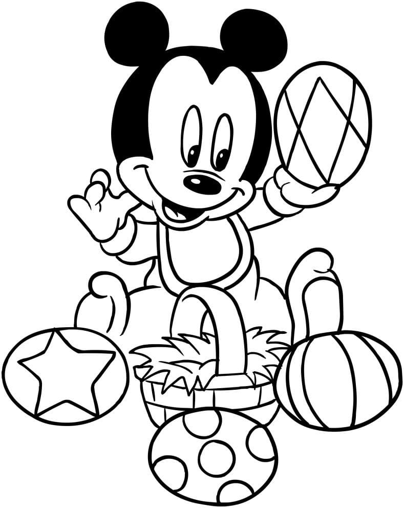 Coloriage Pâques Disney Bébé Mickey Mouse