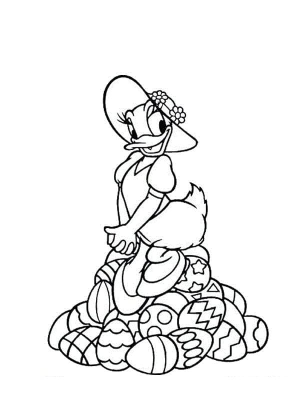 Coloriage Pâques Disney Daisy Duck