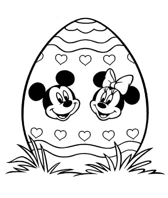 Coloriage Pâques Disney Mickey et Minnie Mouse