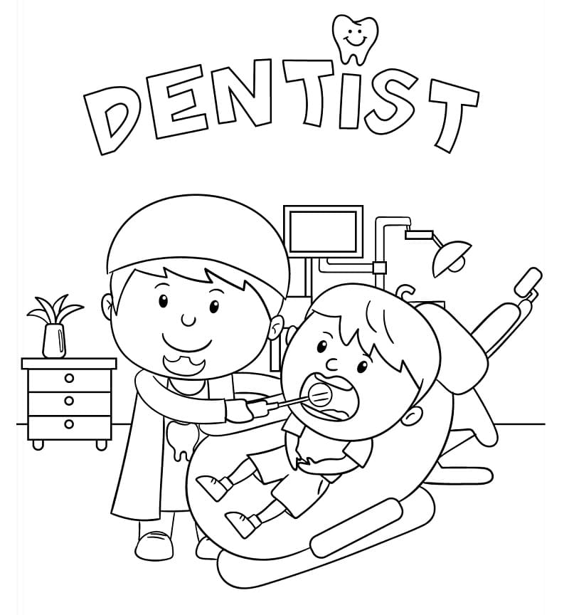 Petit Dentiste et Garçon coloring page
