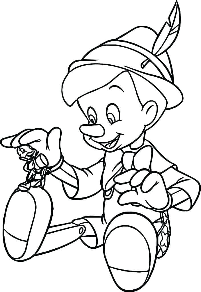 Coloriage Pinocchio avec Jiminy
