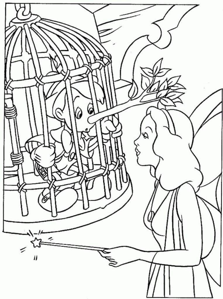 Pinocchio et La Fée Bleue coloring page