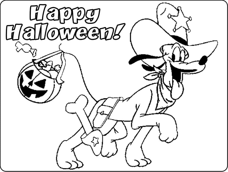 Pluto Halloween Disney coloring page