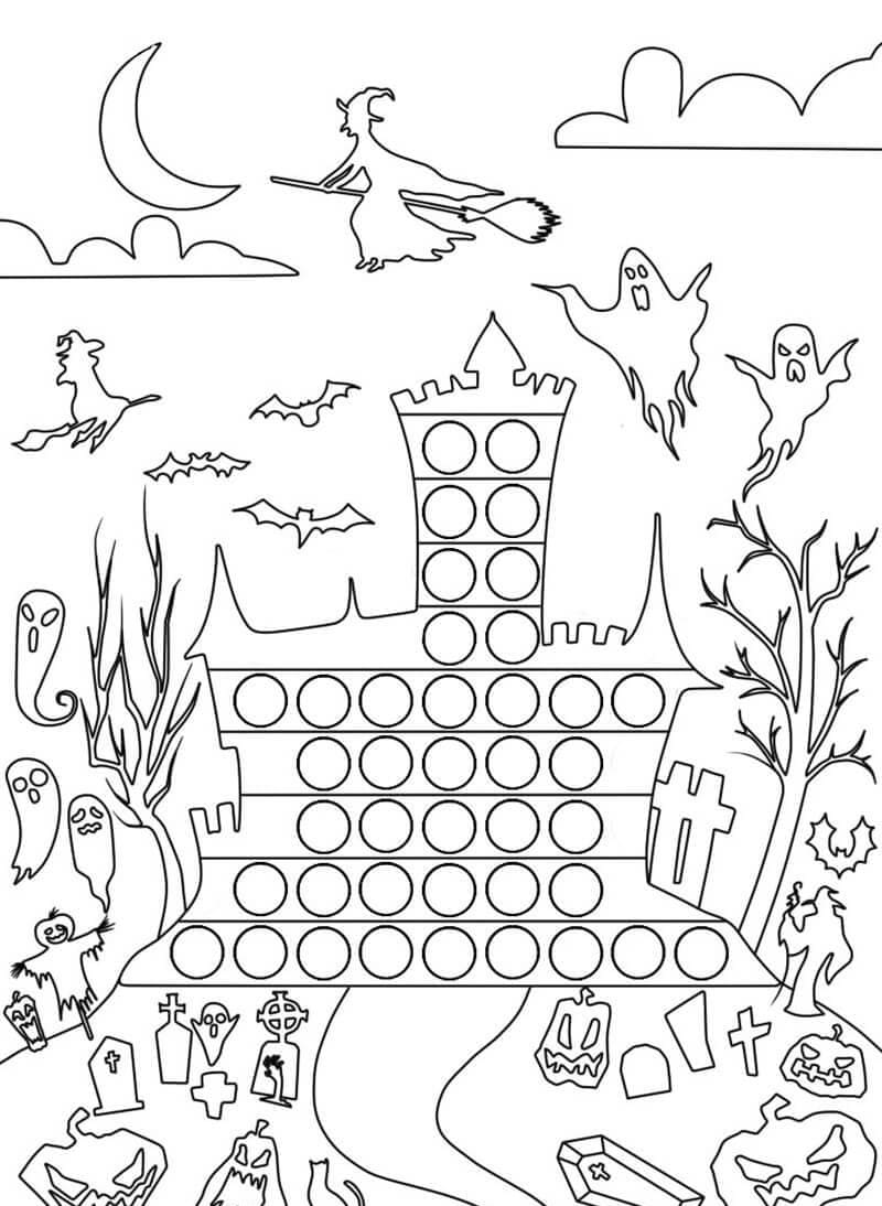 Pop It Halloween coloring page