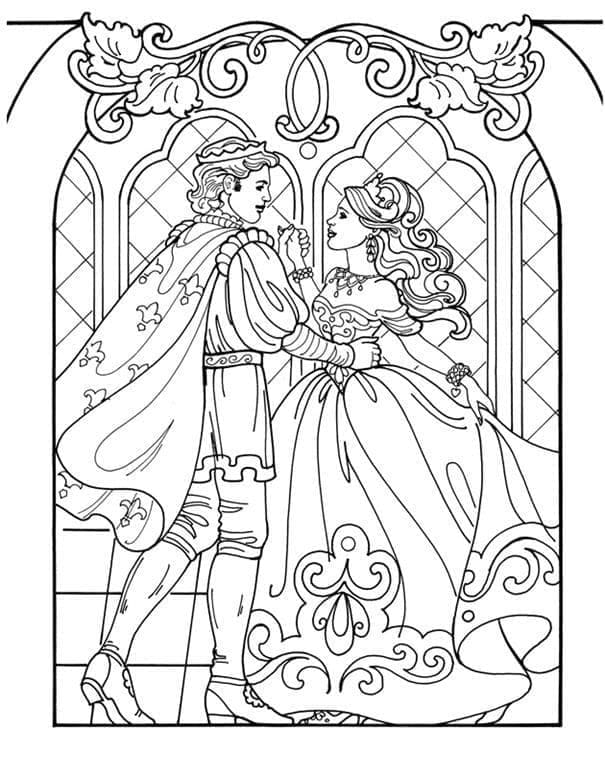 Prince et Princesse du Moyen Âge coloring page