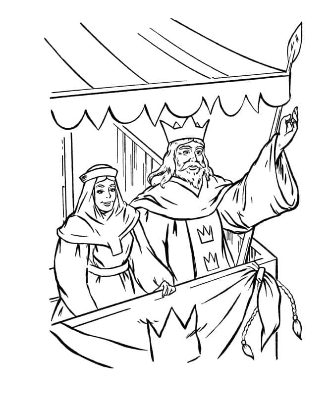 Coloriage Roi avec Reine du Moyen Âge