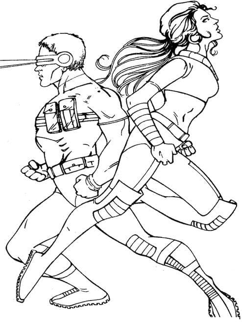 Scott Summers et Jean Grey de X-Men coloring page