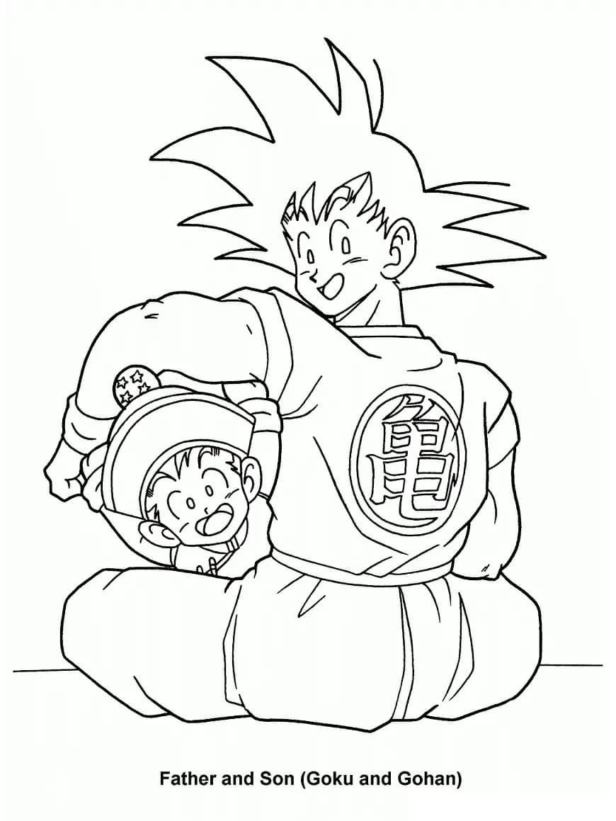 Son Goku et Gohan coloring page