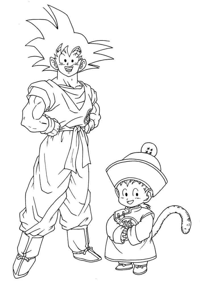 Coloriage Son Goku et Son Gohan
