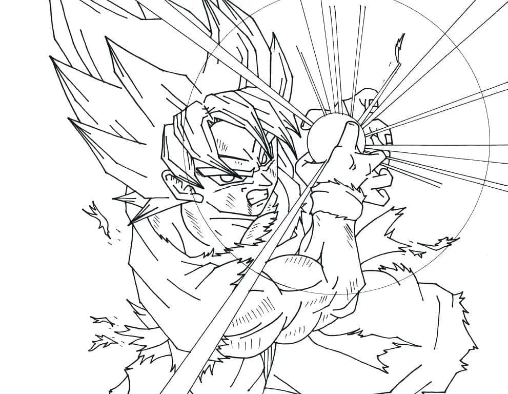 Coloriage Son Goku Fort
