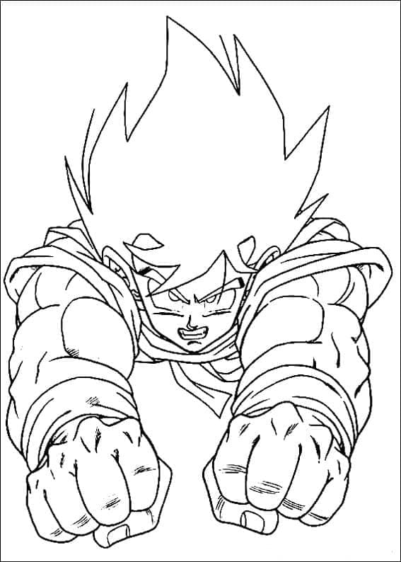 Coloriage Son Goku Très en Colère