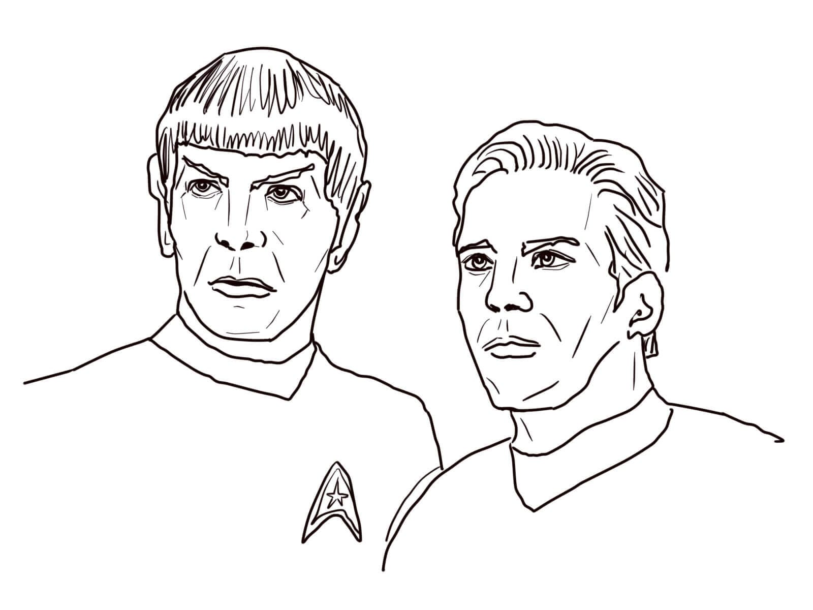 Coloriage Star Trek Spock et Kirk