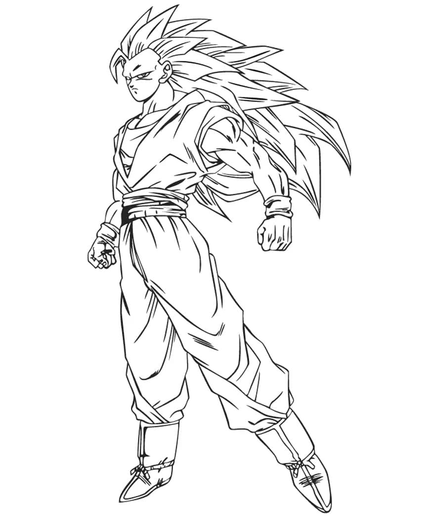 Coloriage Super Saiyan 3 Son Goku