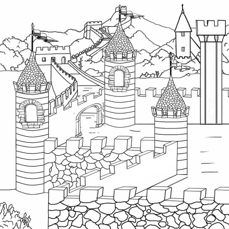 Un Château du Moyen Âge coloring page