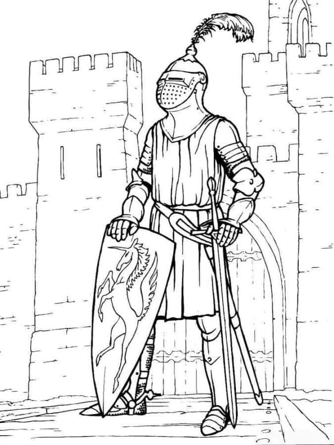 Un Chevalier du Moyen Âge coloring page