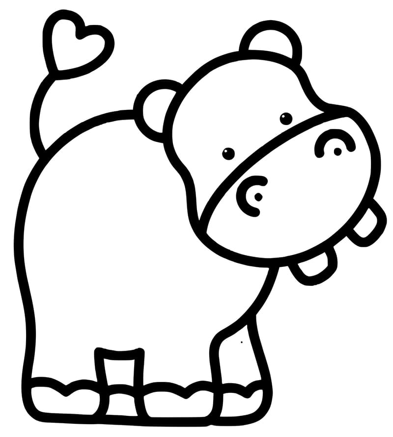 Un Hippopotame Facile coloring page