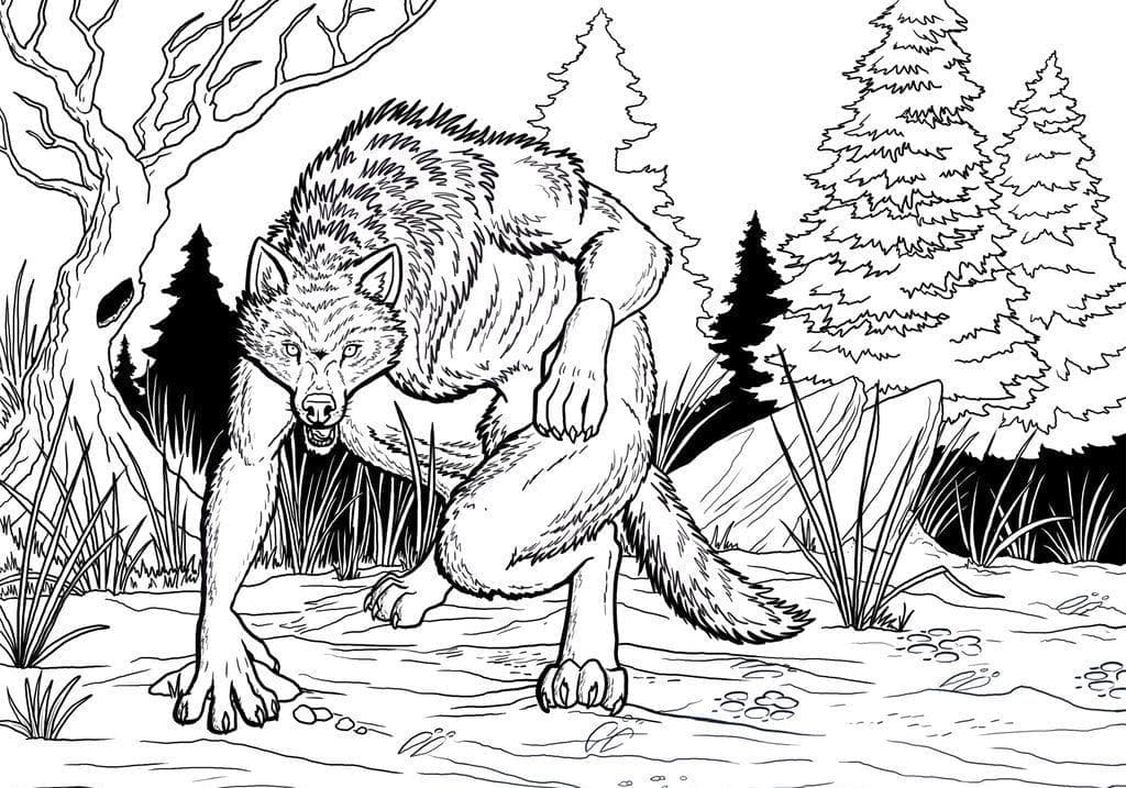 Un Loup-garou dans la Forêt coloring page