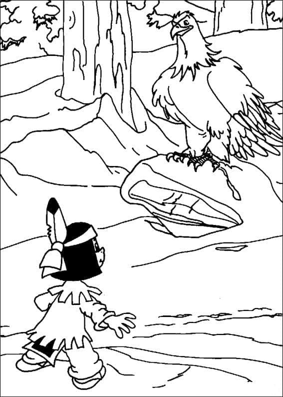 Coloriage Yakari et Grand Aigle